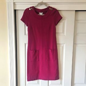 Elegant Magenta Dress with Button Detail